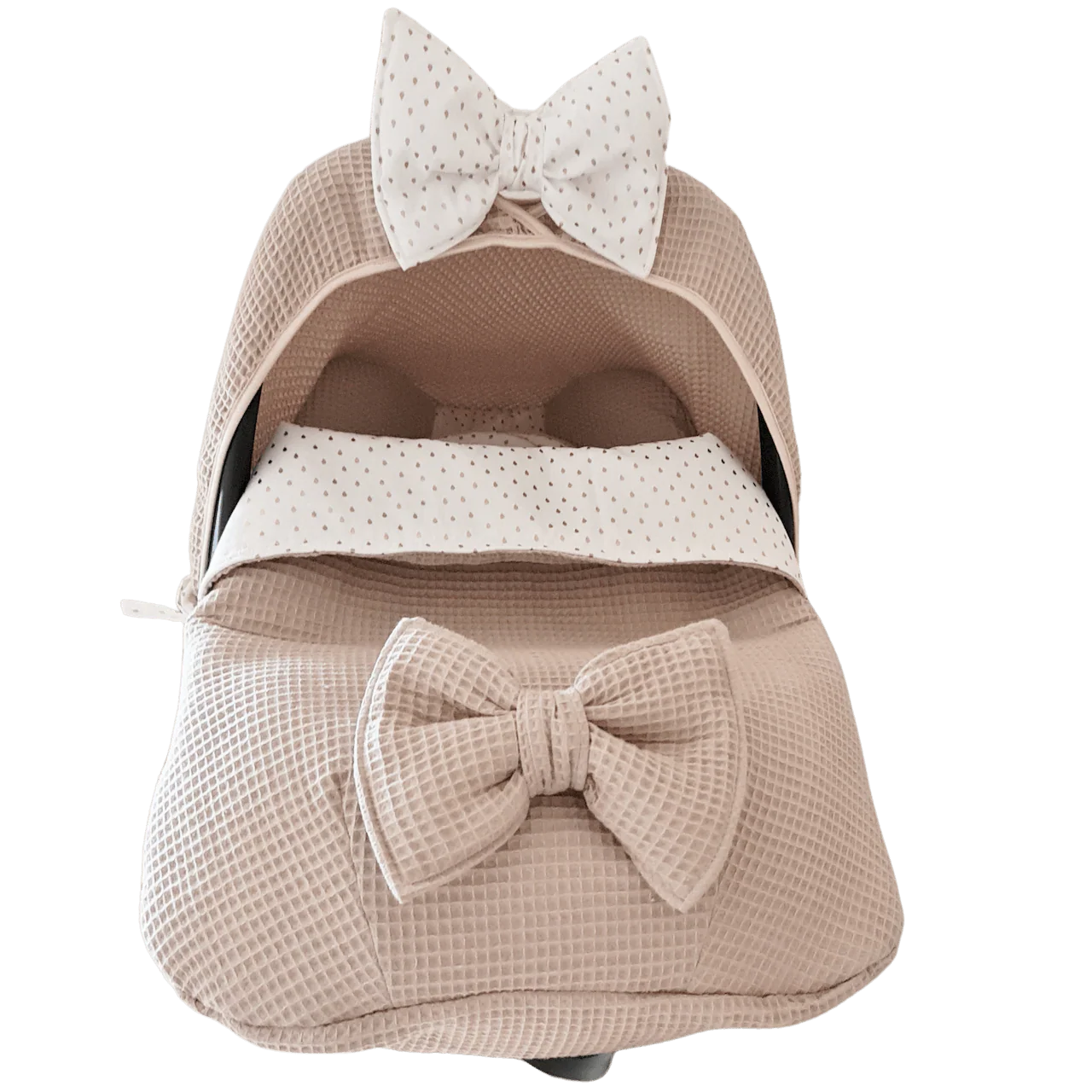 Dekje Nina Bow – zand – offwhite – goud – wafel – strik