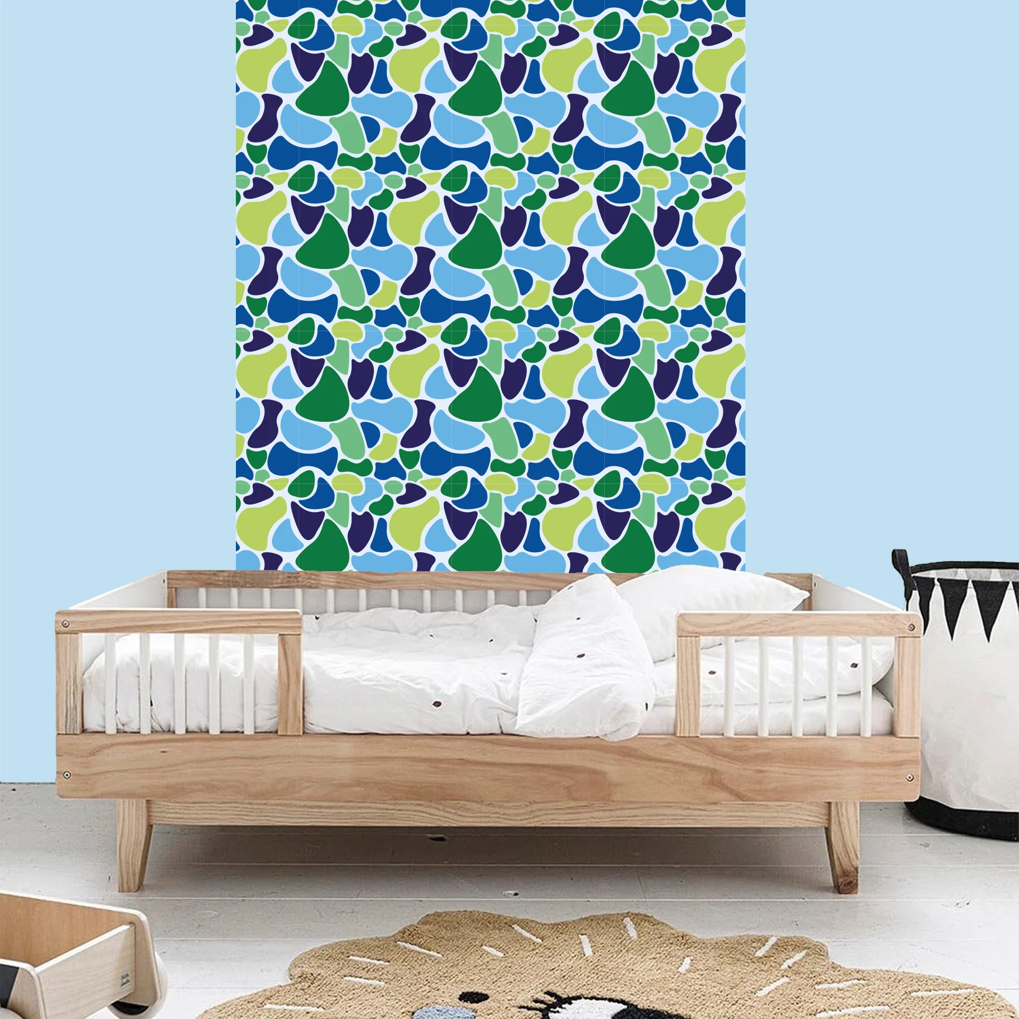 Behang camouflage groen blauw