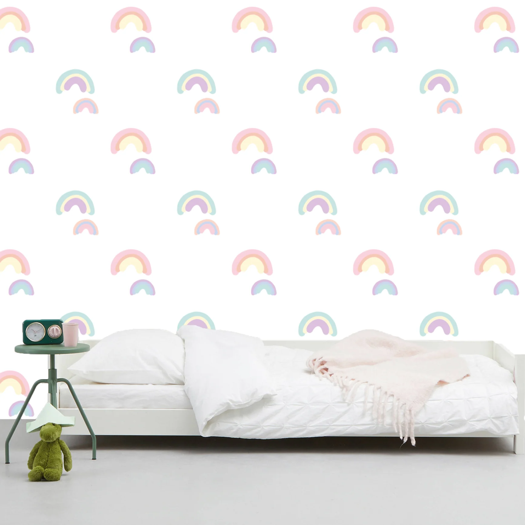 Behang regenboog pastel