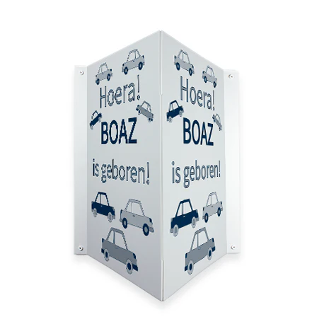 Geboortebord auto’s nachtblauw en grijs