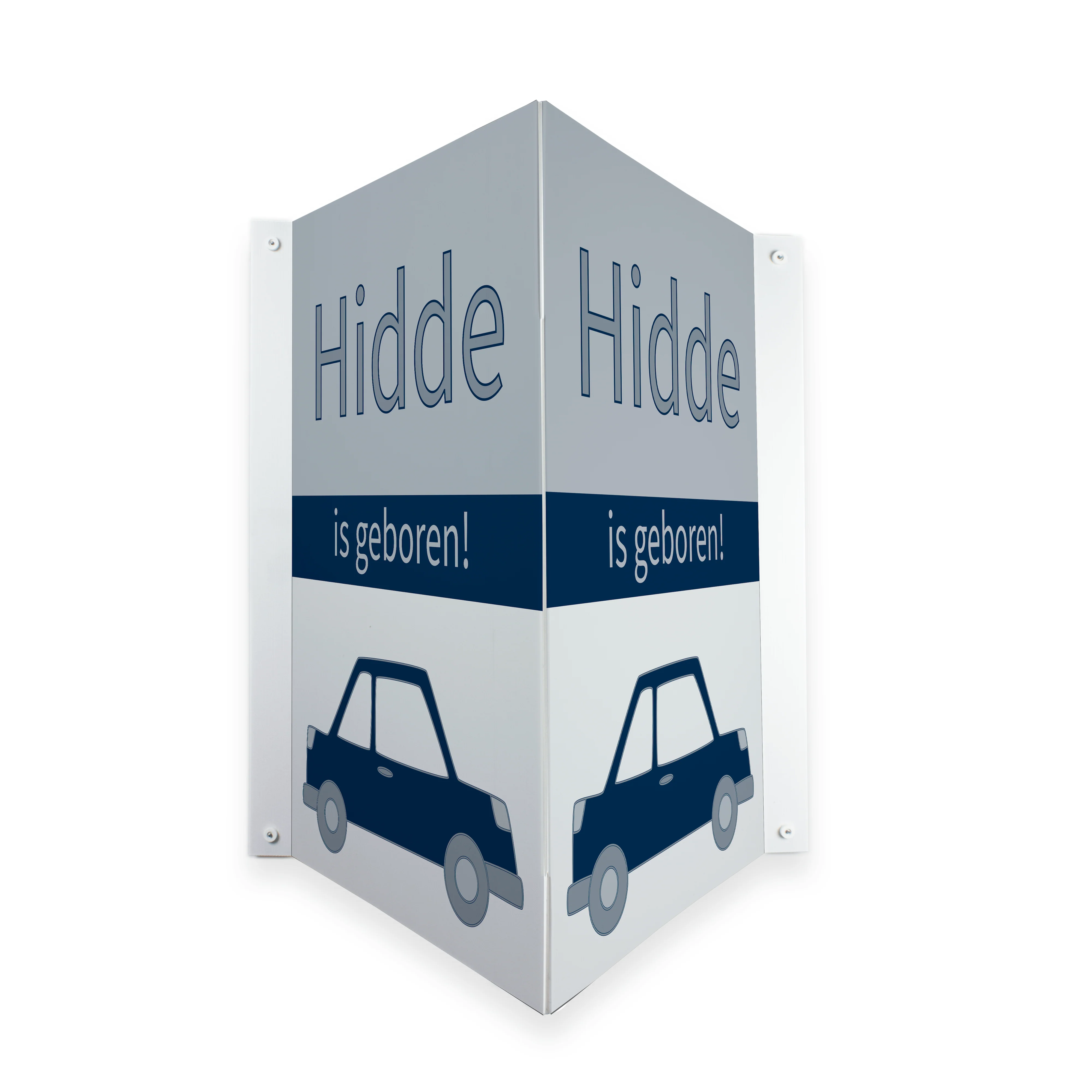 Geboortebord auto nachtblauw en grijs