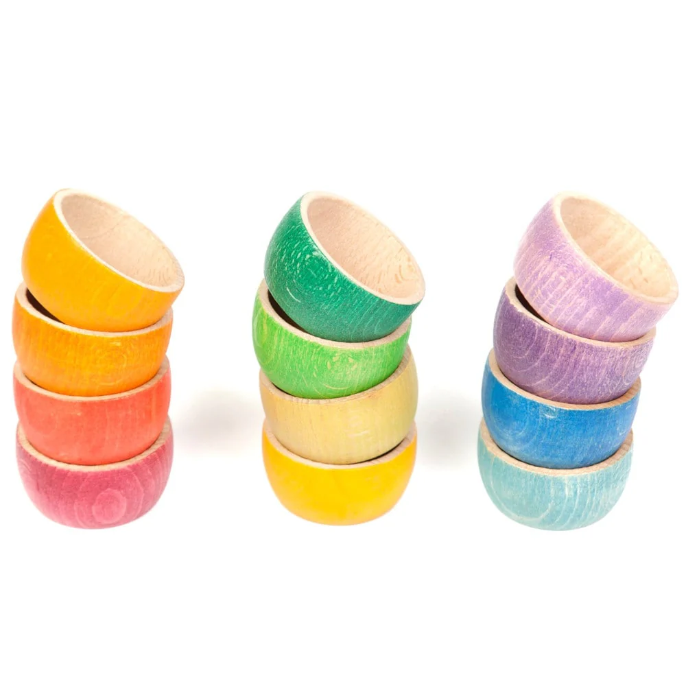 Grapat Houten Bakjes Regenboog – 12 Stuks