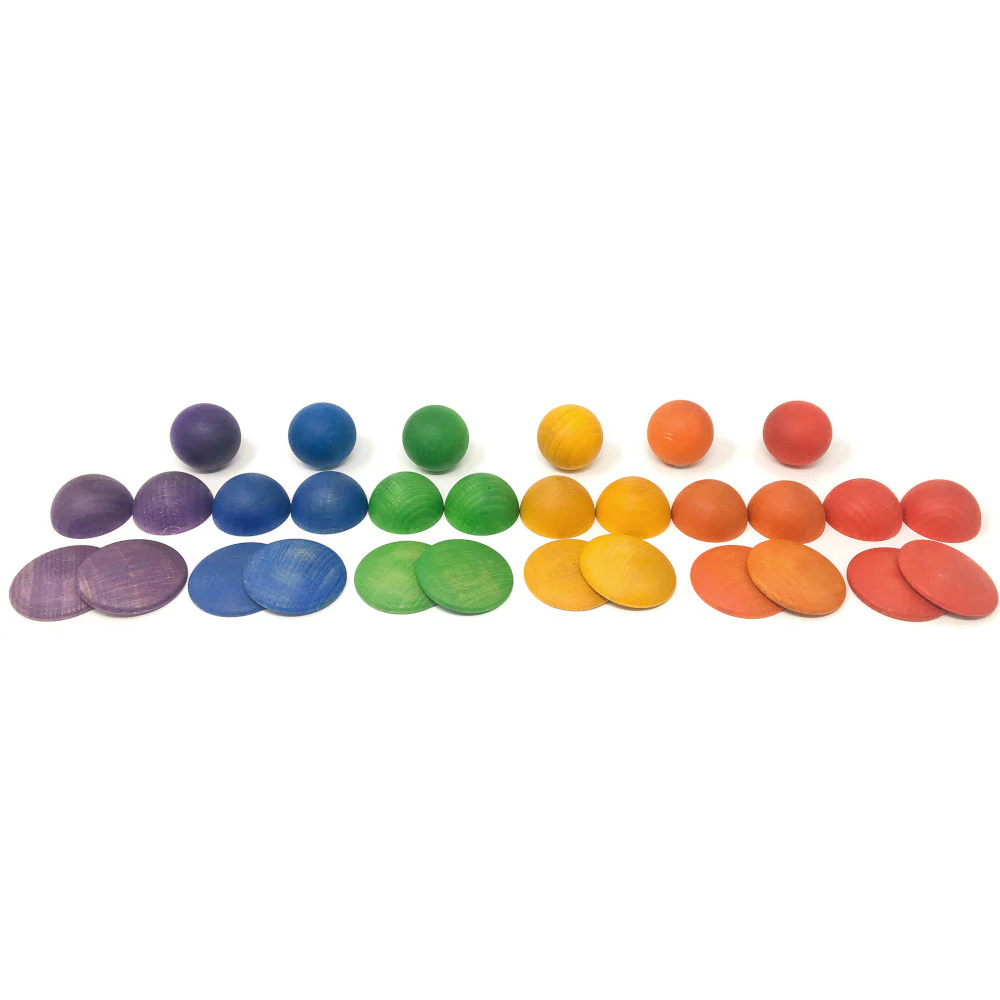 Grapat Houten Gekleurde Ronde Vormen – 30 Stuks