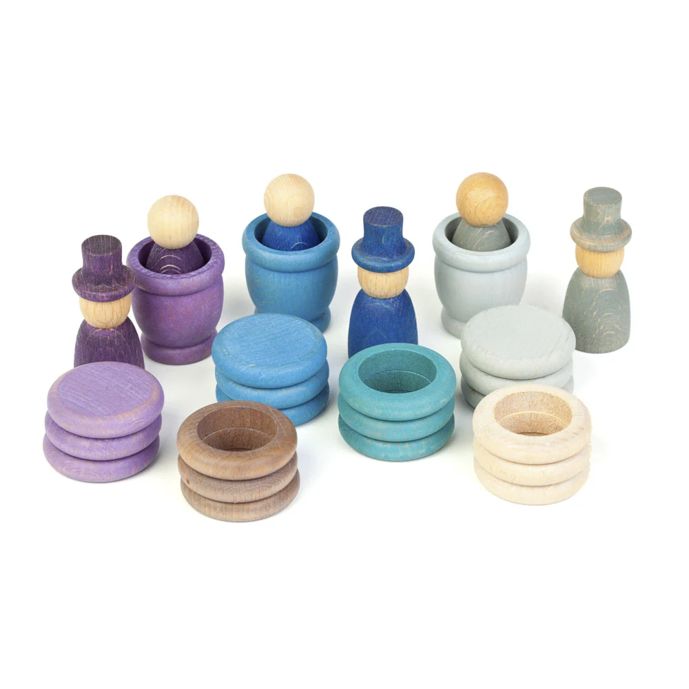 Grapat Houten Nins® Poppetjes met Ringen en Schijfjes – Winter