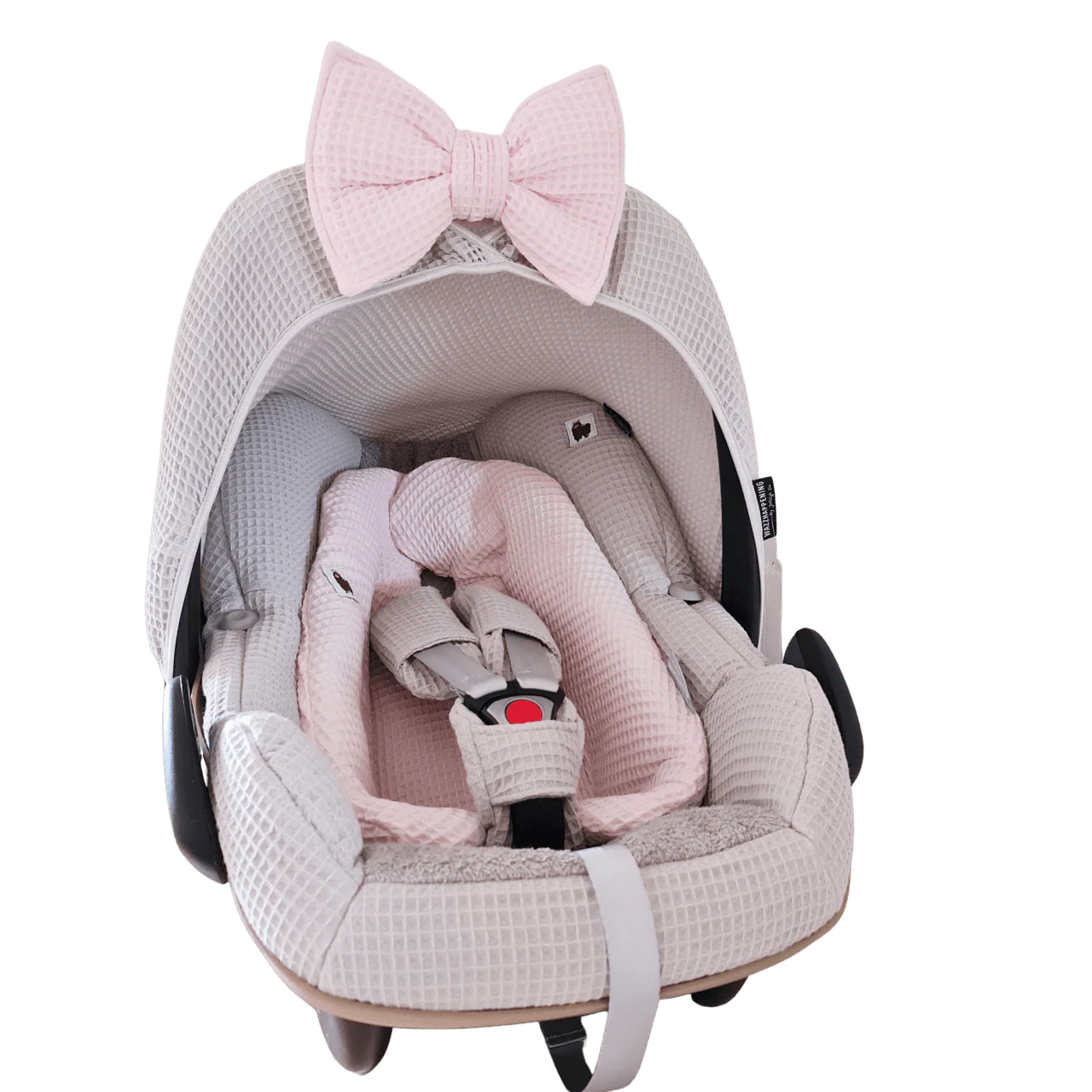 Maxi Cosi hoes Pebble Plus Lola grijs lichtroze wafel badstof
