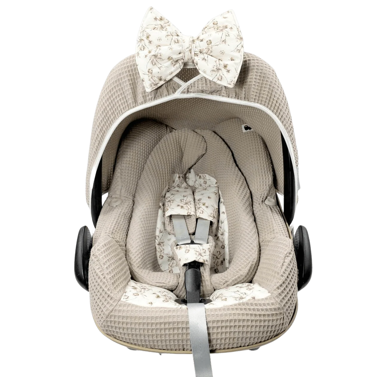 Maxi Cosi hoes Pebble Plus Kato taupe wafel katoenplant print