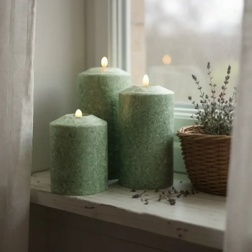 Ledkaars Marble groen – 7,5x10cm - Afbeelding 2