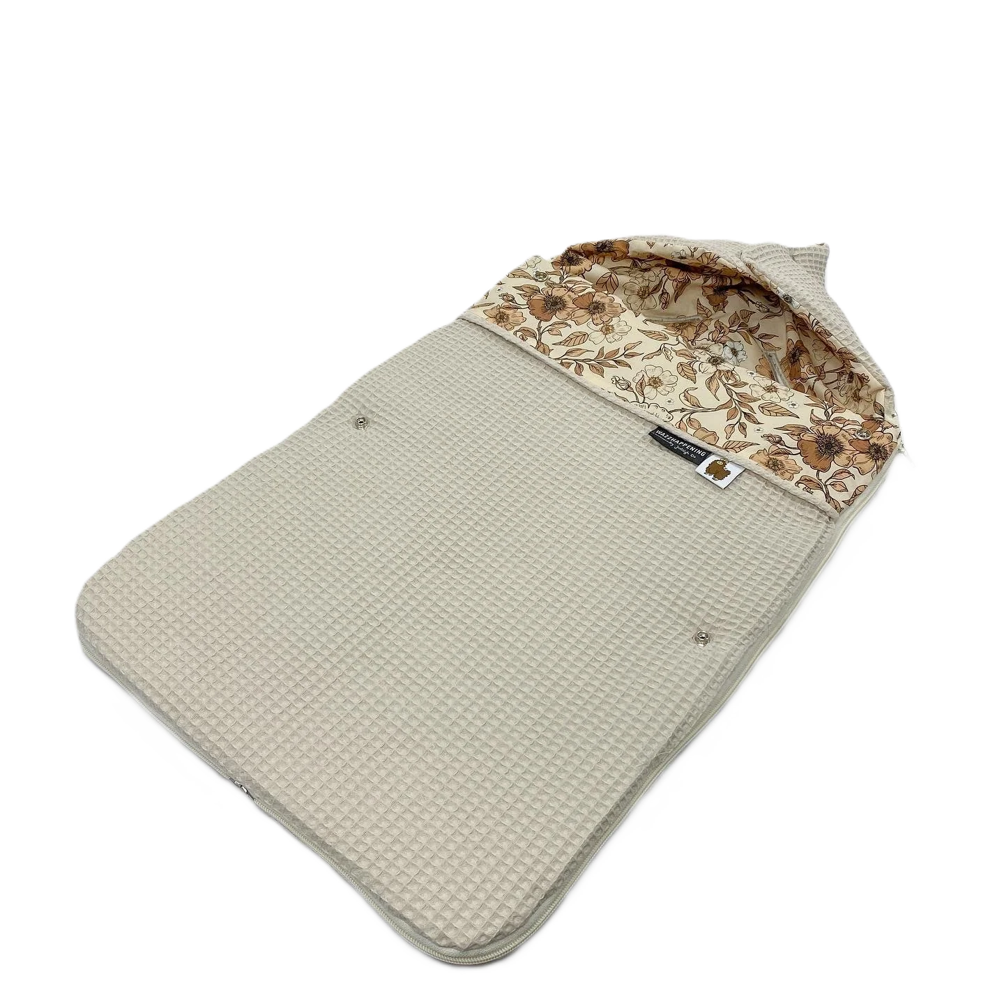 Voetenzak Flower beige in neutrale kleuren  zand wafel & bloemen