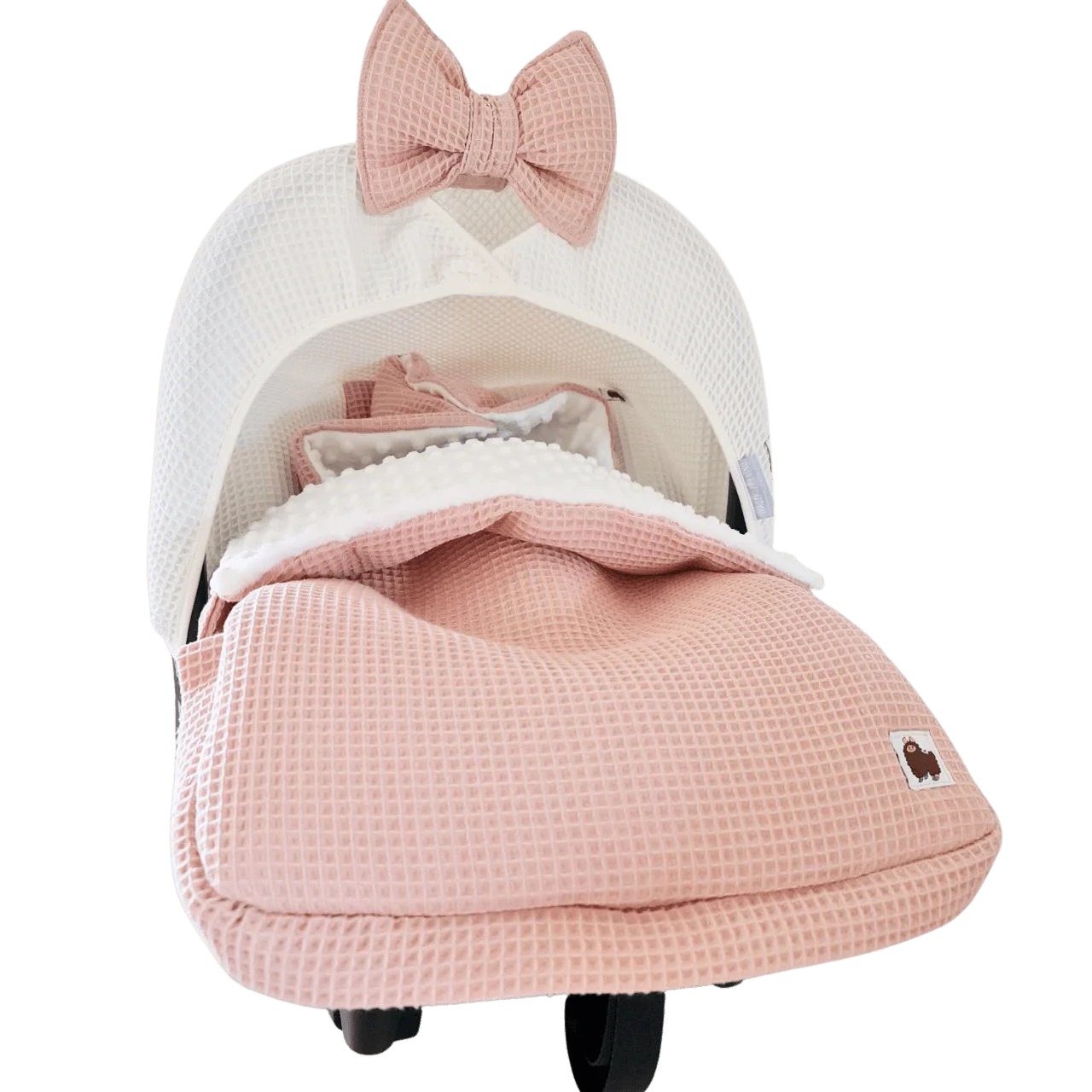 Voetenzak Madrid – wafel – minky velours – bies – in 30 kleuren