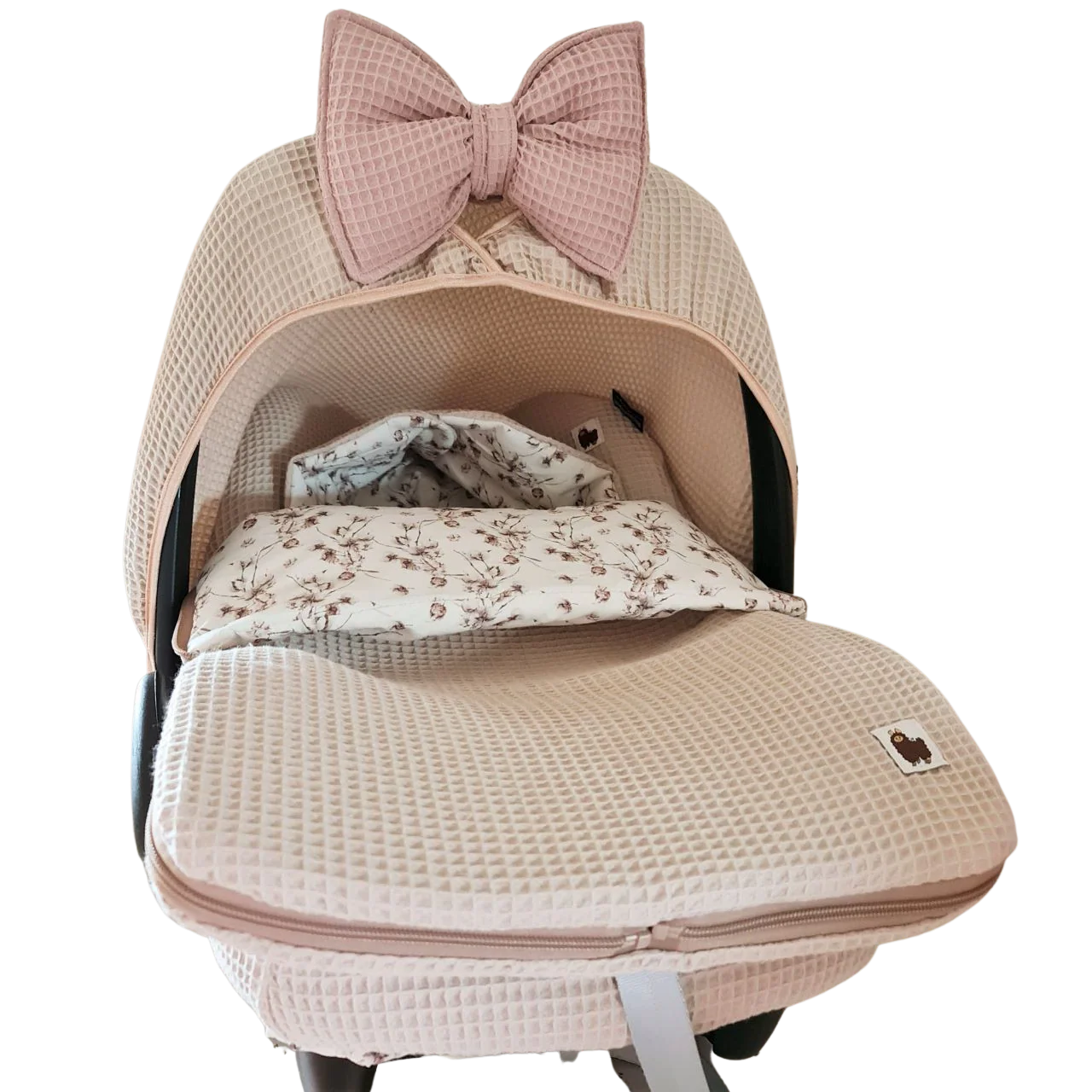 Voetenzak Kato – zand – oudroze – katoen plant – wafel – maxi cosi zak