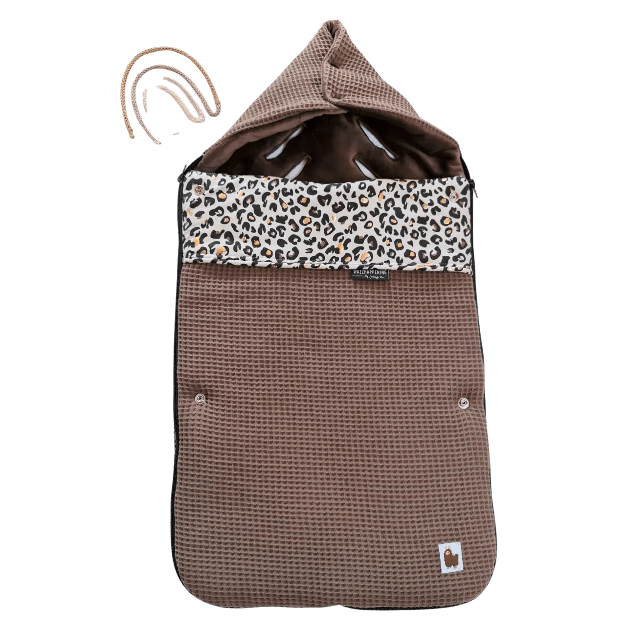 Voetenzak Panter - donkerbruin - goud - animal print - wafel