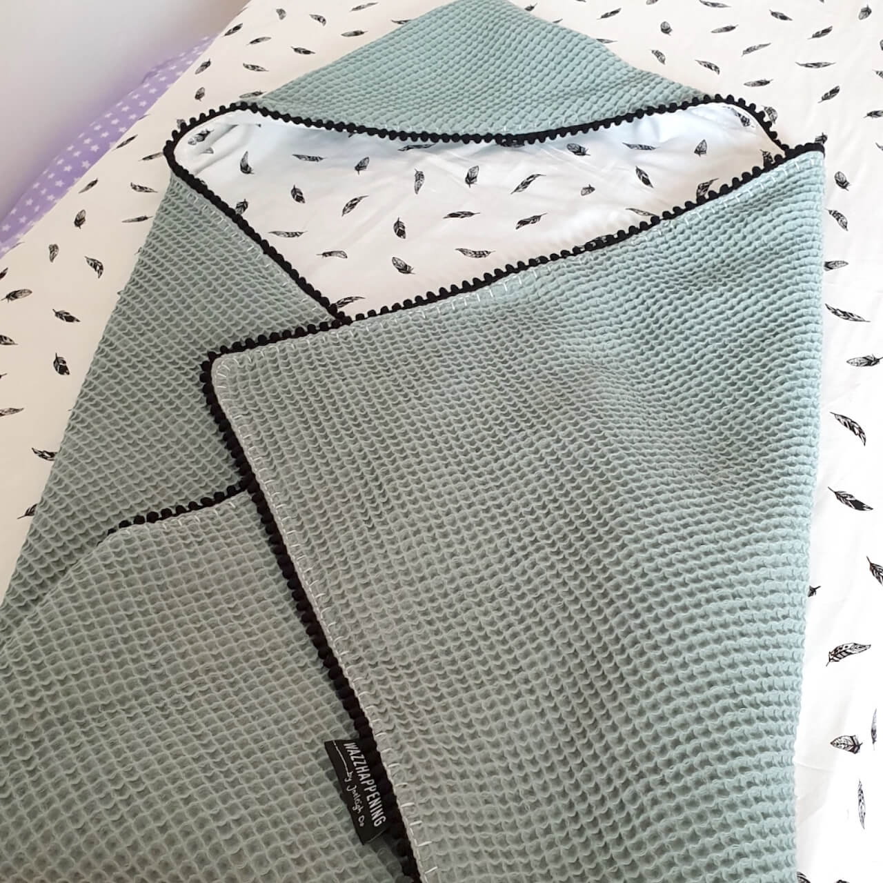 Omslagdoek Baby – Julian – wafel – veertjes – 30 kleuren