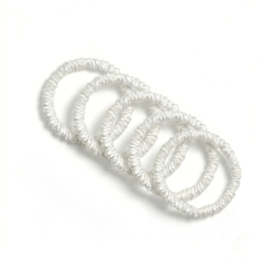 Zijden Scrunchies Soft Ivory Deluxe set van 5 – 22 Momme