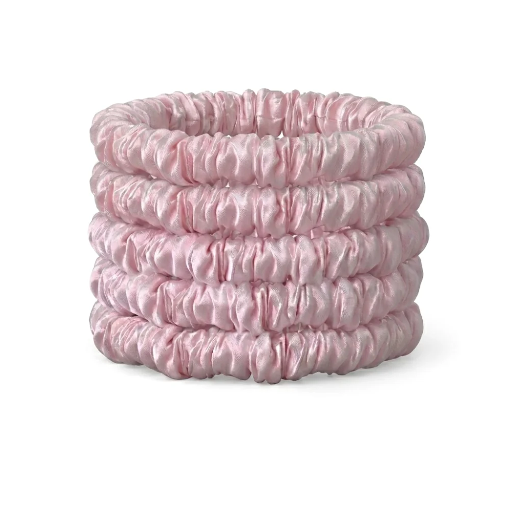 Zijden Scrunchies Lavender Mist Deluxe set van 5 - 22 Momme - Afbeelding 2