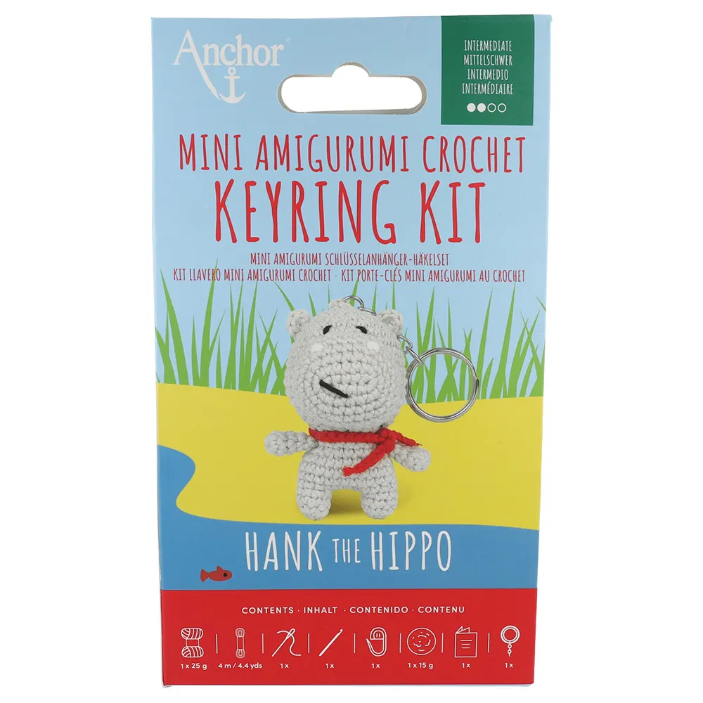 Anchor Mini amigurumi haak kit – sleutelhanger nijlpaard