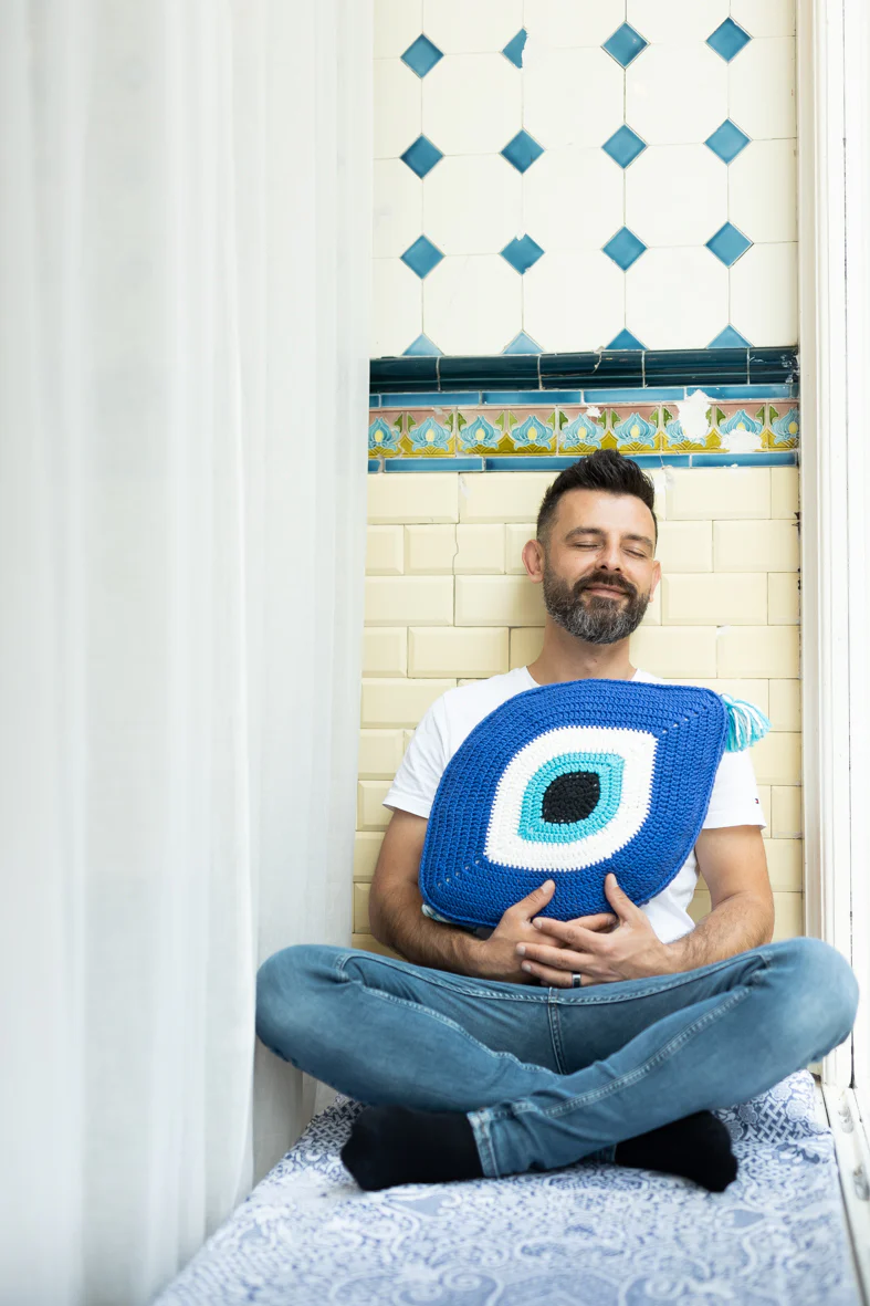 Het Blauwe oog kussen Pakket (Haak mee met Mr. Cey – Back to my roots)