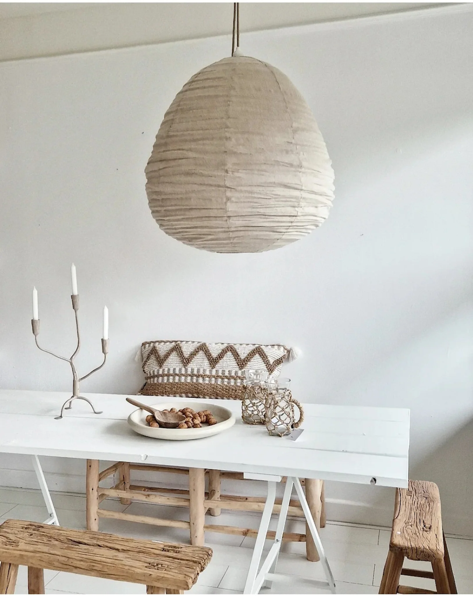 Lampion lamp linnen Naturel - Afbeelding 2