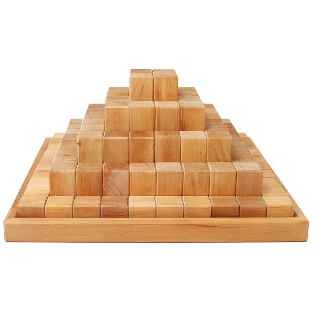 Grimm’s Blokken Piramide Groot – 100 stuks Naturel