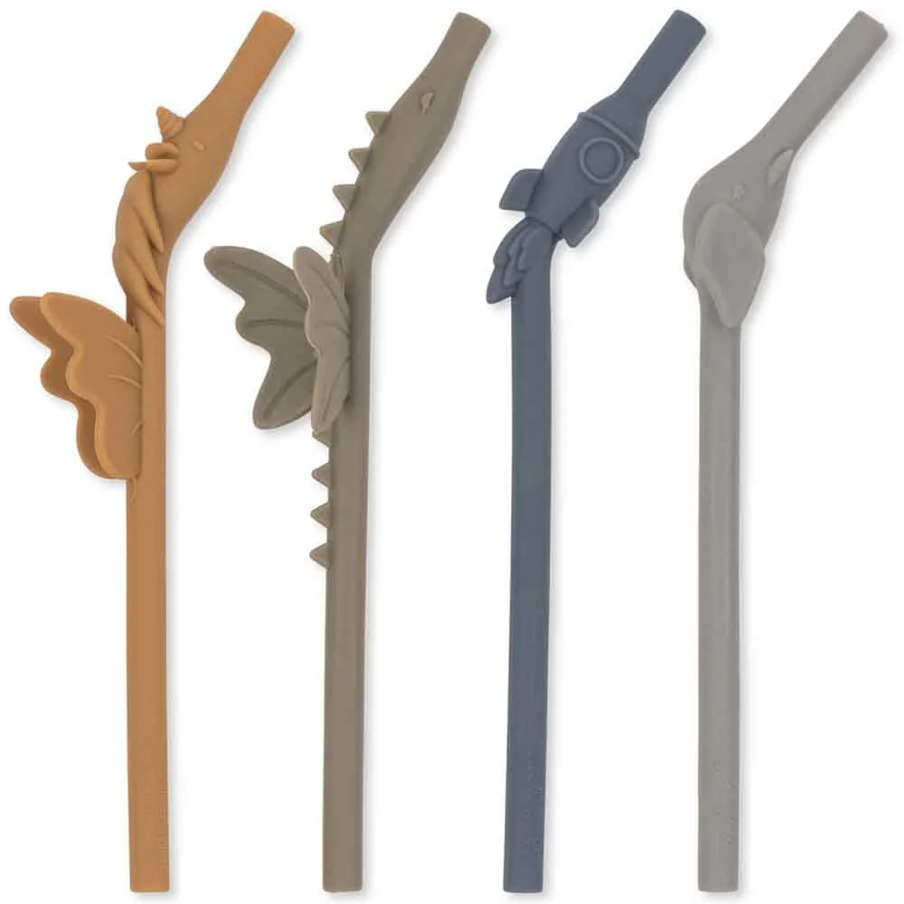 Konges  Sløjd  Silicone Rietjes Mix Shaped Stone Mix – 4 Stuks