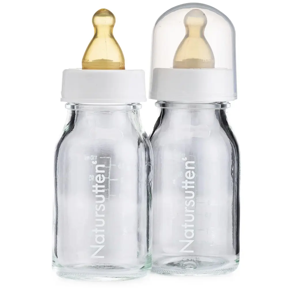 Natursutten Set Van Twee Glazen Drinkflessen 120ml