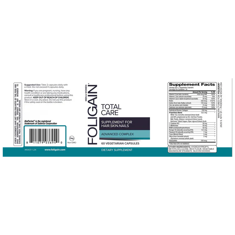 Foligain Total Care - Haar Huid Nagels Supplement Vitaminen (60 st.) - Afbeelding 2