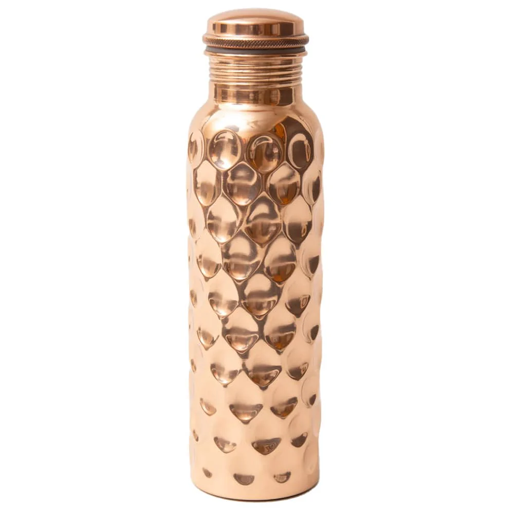 Puur Koperen Waterfles Gehamerd Diamant 900ml