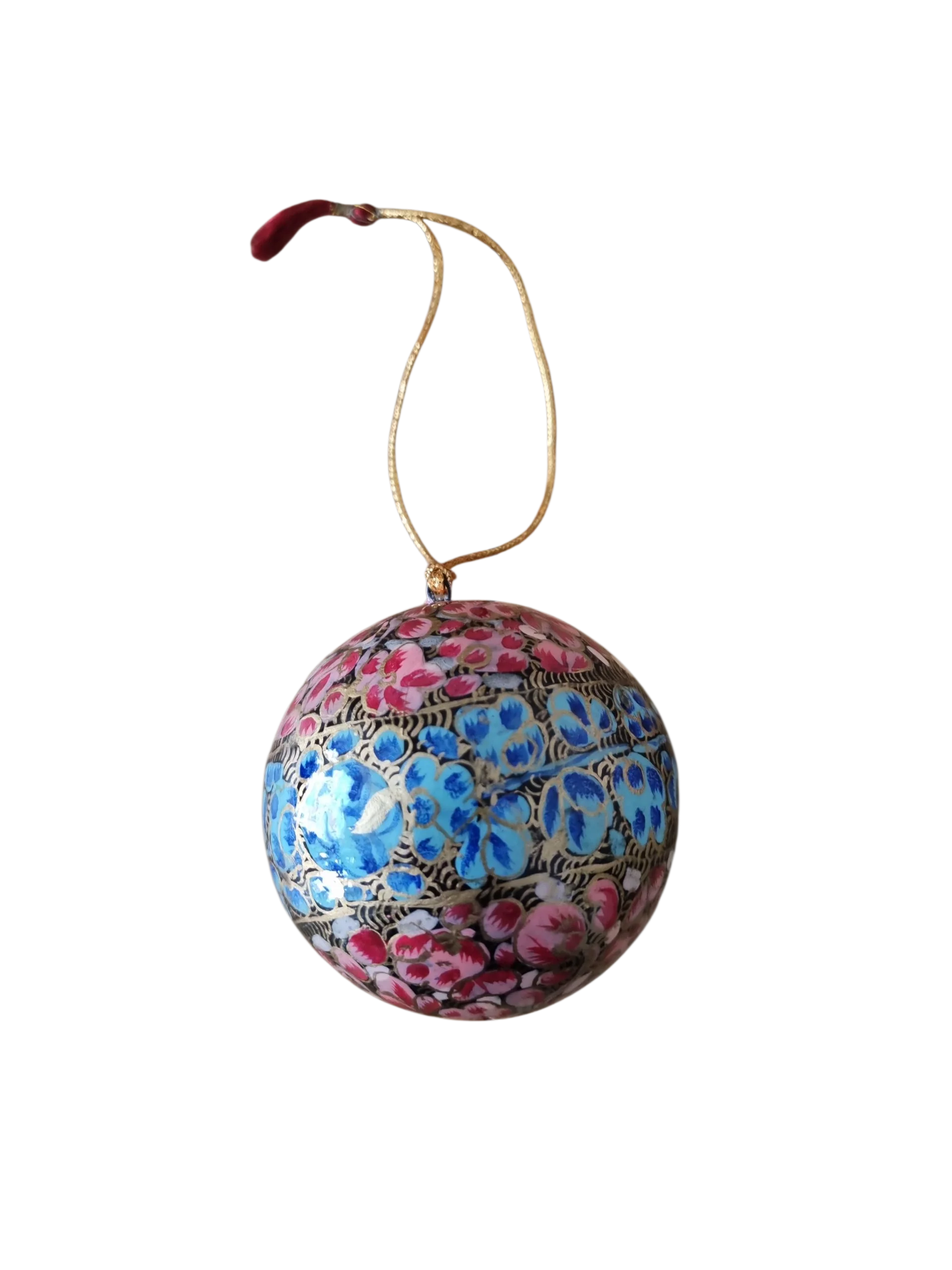 Kerstbal met blauwe rand