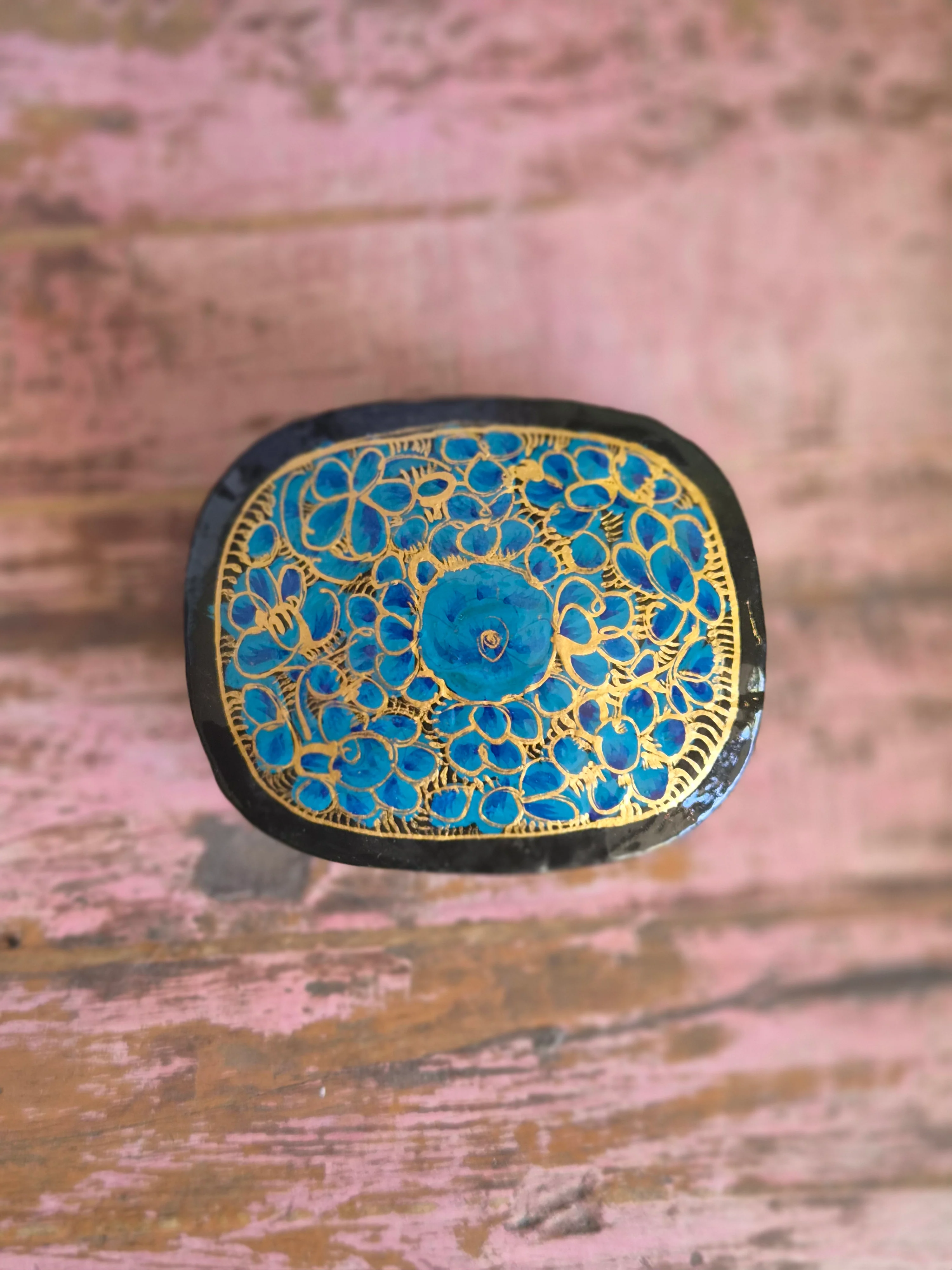 Handbeschilderd doosje – blauw