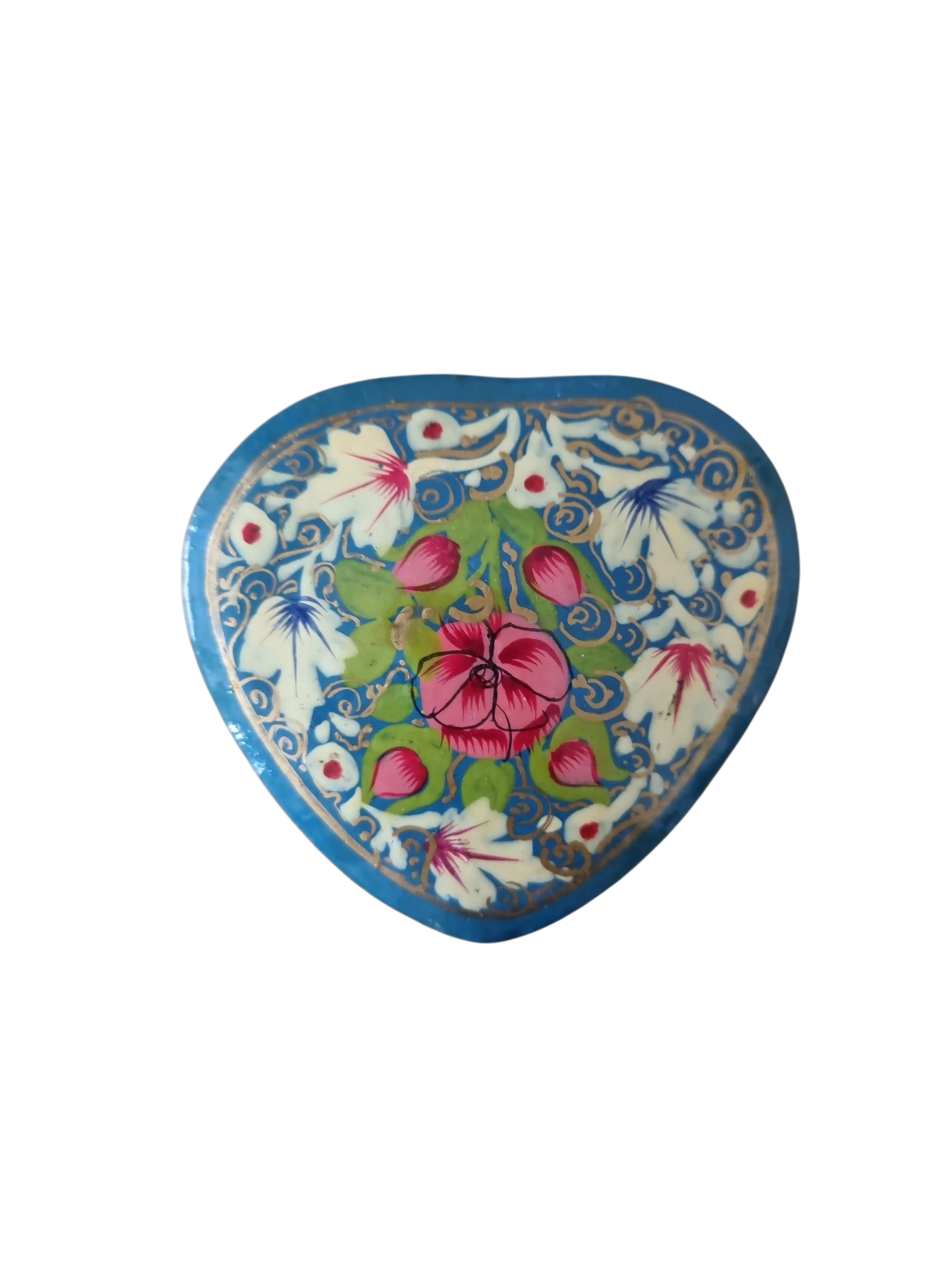 Handbeschilderd doosje – hart/blauw