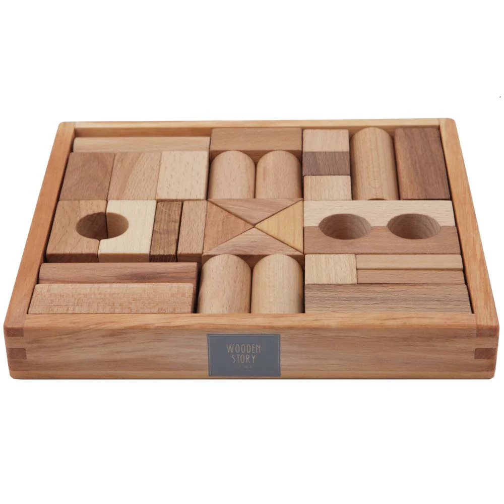 Wooden Story Houten Blokken Naturel 30 Stuks Wooden Story Houten Blokken Naturel 30 Stuks